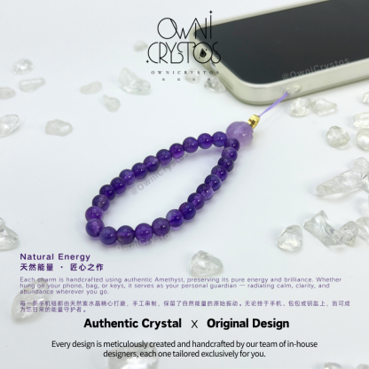Career booster Amethyst Rose Natural crystal phone strap unisex