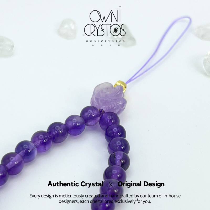 Career booster Amethyst Rose Natural crystal phone strap unisex