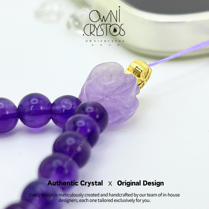 Career booster Amethyst Rose Natural crystal phone strap unisex