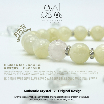 Relief Stress White Moonstone unisex Natural Crystal bracelet