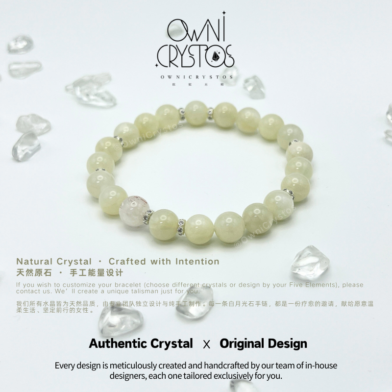 Relief Stress White Moonstone unisex Natural Crystal bracelet