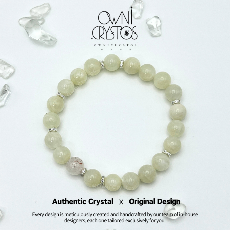 Relief Stress White Moonstone unisex Natural Crystal bracelet