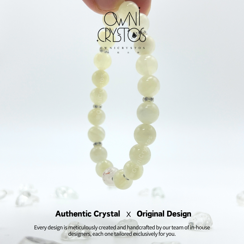 Relief Stress White Moonstone unisex Natural Crystal bracelet