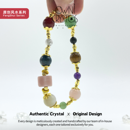 FengShui 5 Elements Bracelet Rose Quartz Moonstone Aventurine Blue apatite Pink opal Citrine 