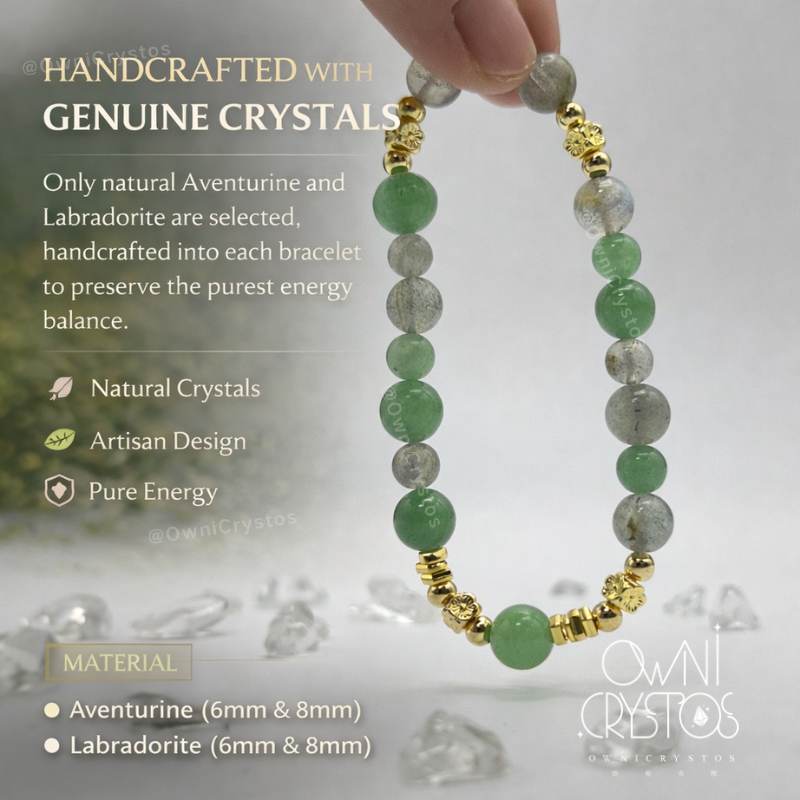 Healing Aura Natural crystal bracelet for woman Aventurine Labradorite gift present
