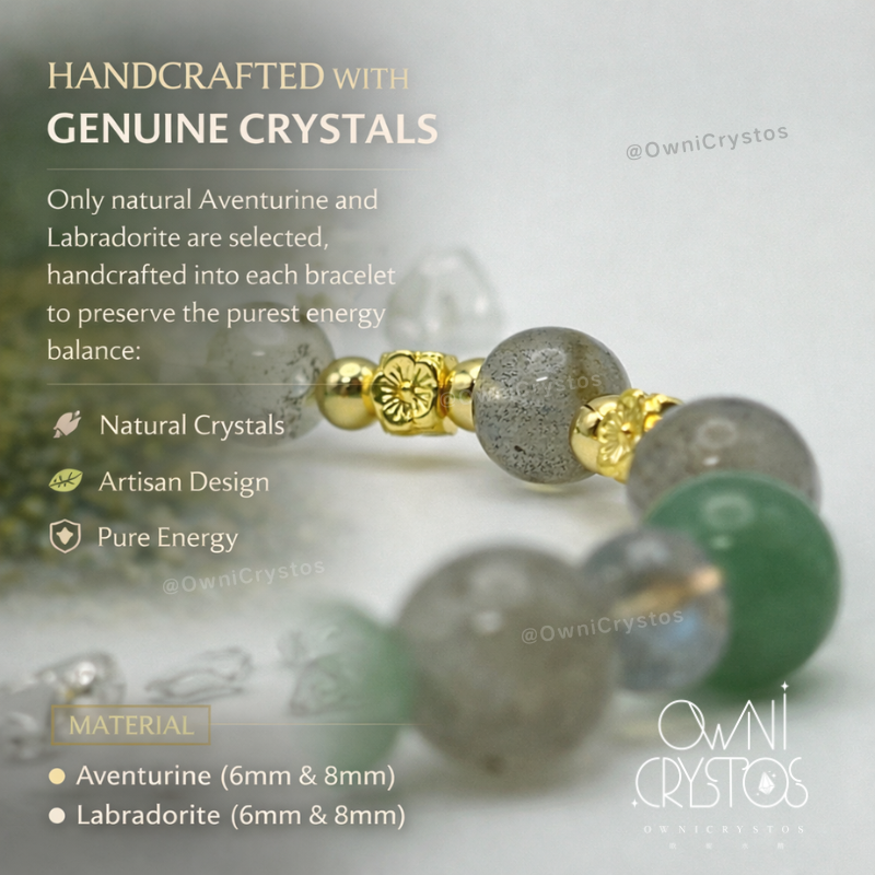 Healing Aura Natural crystal bracelet for woman Aventurine Labradorite gift present
