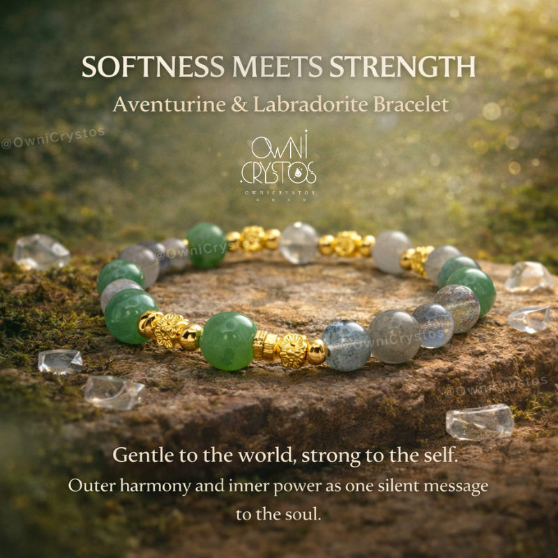 Healing Aura Natural crystal bracelet for woman Aventurine Labradorite gift present