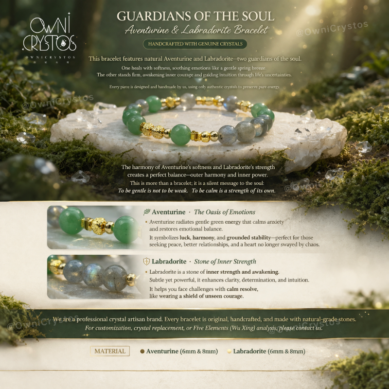 Healing Aura Natural crystal bracelet for woman Aventurine Labradorite gift present