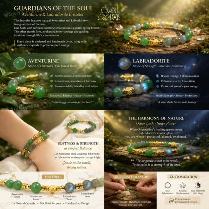 Healing Aura Natural crystal bracelet for woman Aventurine Labradorite gift present