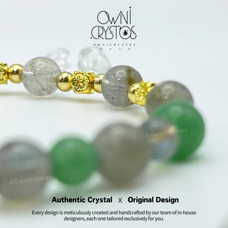 Healing Aura Natural crystal bracelet for woman Aventurine Labradorite gift present