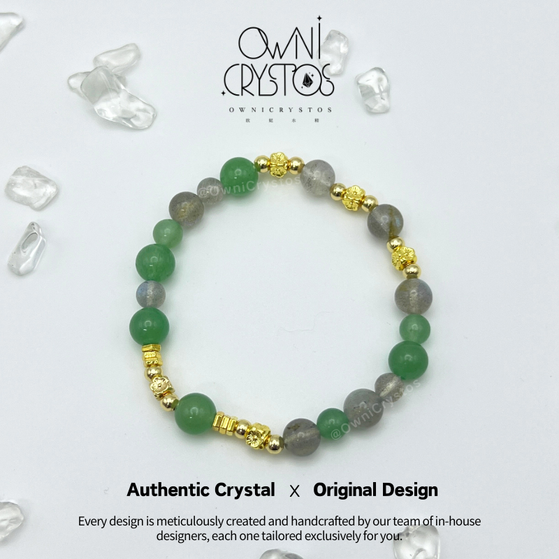 Healing Aura Natural crystal bracelet for woman Aventurine Labradorite gift present