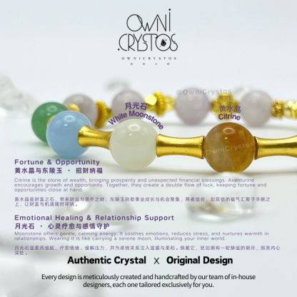 Five Elements Feng Shui Lavender Amethyst Natural crystal bracelet for woman Aquamarine Citrine Aventurine Moonstone