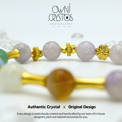 Five Elements Feng Shui Lavender Amethyst Natural crystal bracelet for woman Aquamarine Citrine Aventurine Moonstone