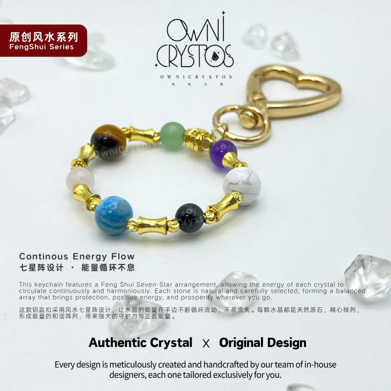 Seven Star Array Natural crystal bag charm unisex