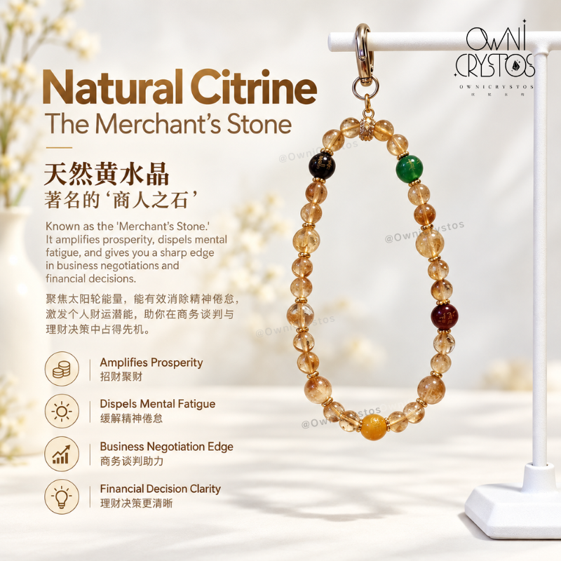 2027 Five Gods of Wealth Natural crystal phone strap Citrine Agate gift present CNY