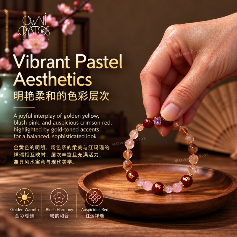 2027 Zodiac FengShui Natural crystal bracelet citrine rose quartz for woman gift cny