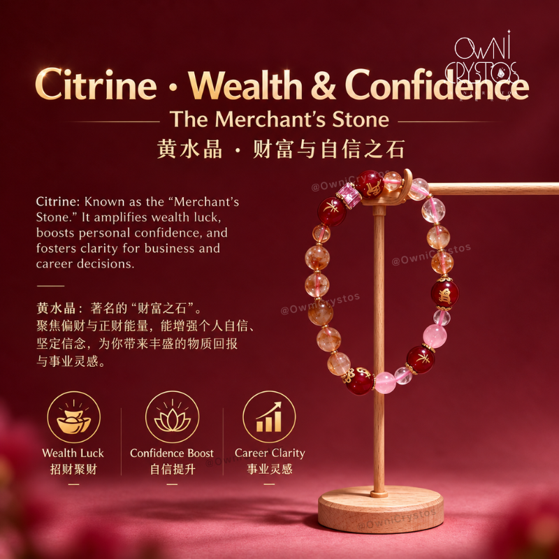 2027 Zodiac FengShui Natural crystal bracelet citrine rose quartz for woman gift cny