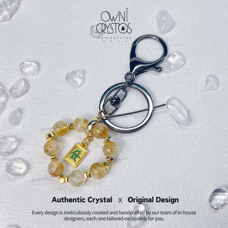 Fortune Wealth Boost Citrine Natural crystal keychain bag charm unisex