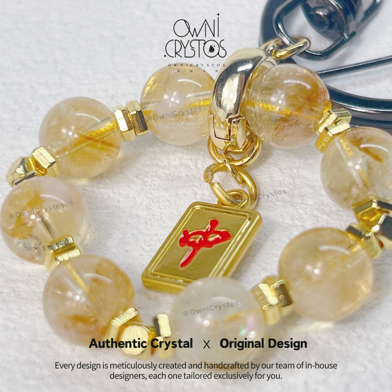 Fortune Wealth Boost Citrine Natural crystal keychain bag charm unisex