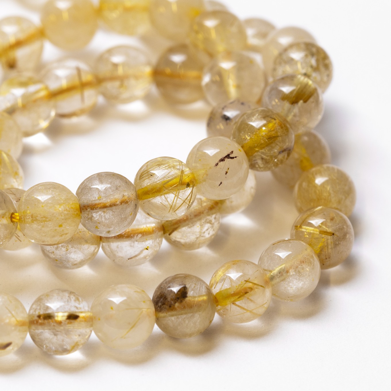 Golden Rutile Quartz Round Beads - Kernowcraft