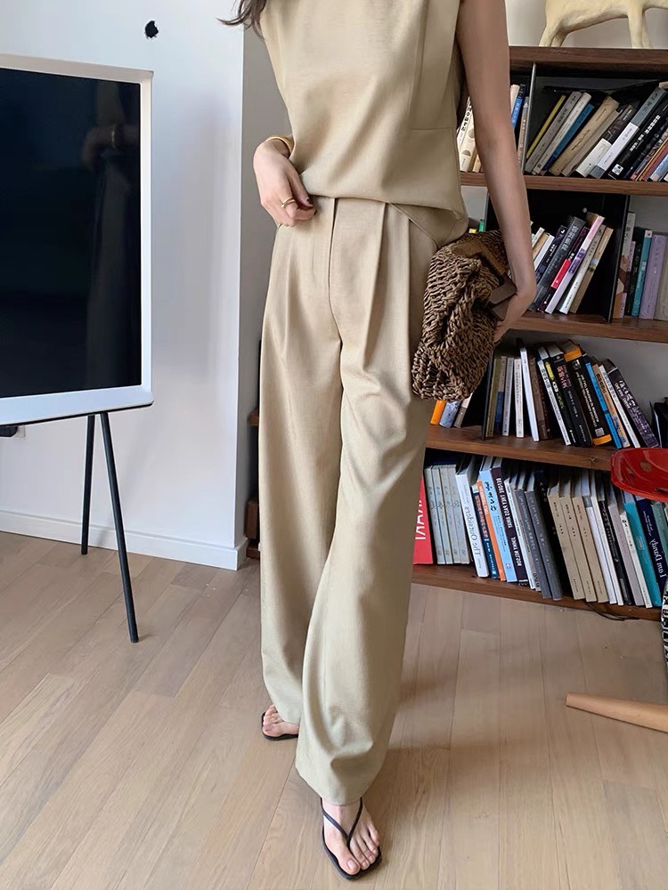 Silky Smart Casual Sleeves Top & Long Pants Set (2 Colours)