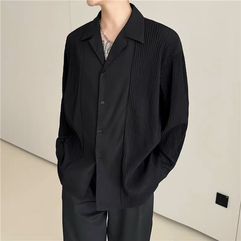 *MENS* Long Sleeved Oversized Pleated Top (2 Colours)