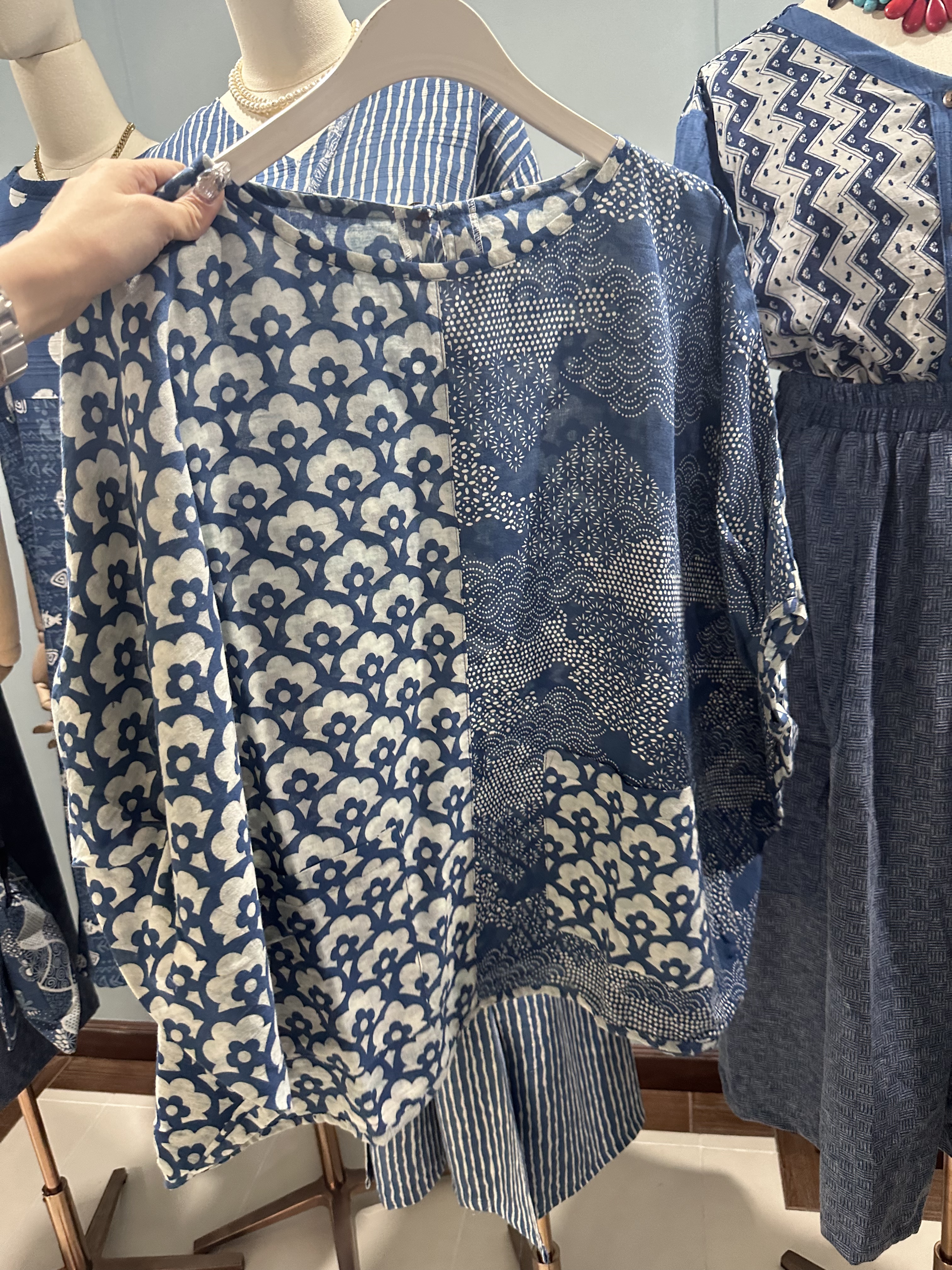 Indigo Butterfly Sleeve Top