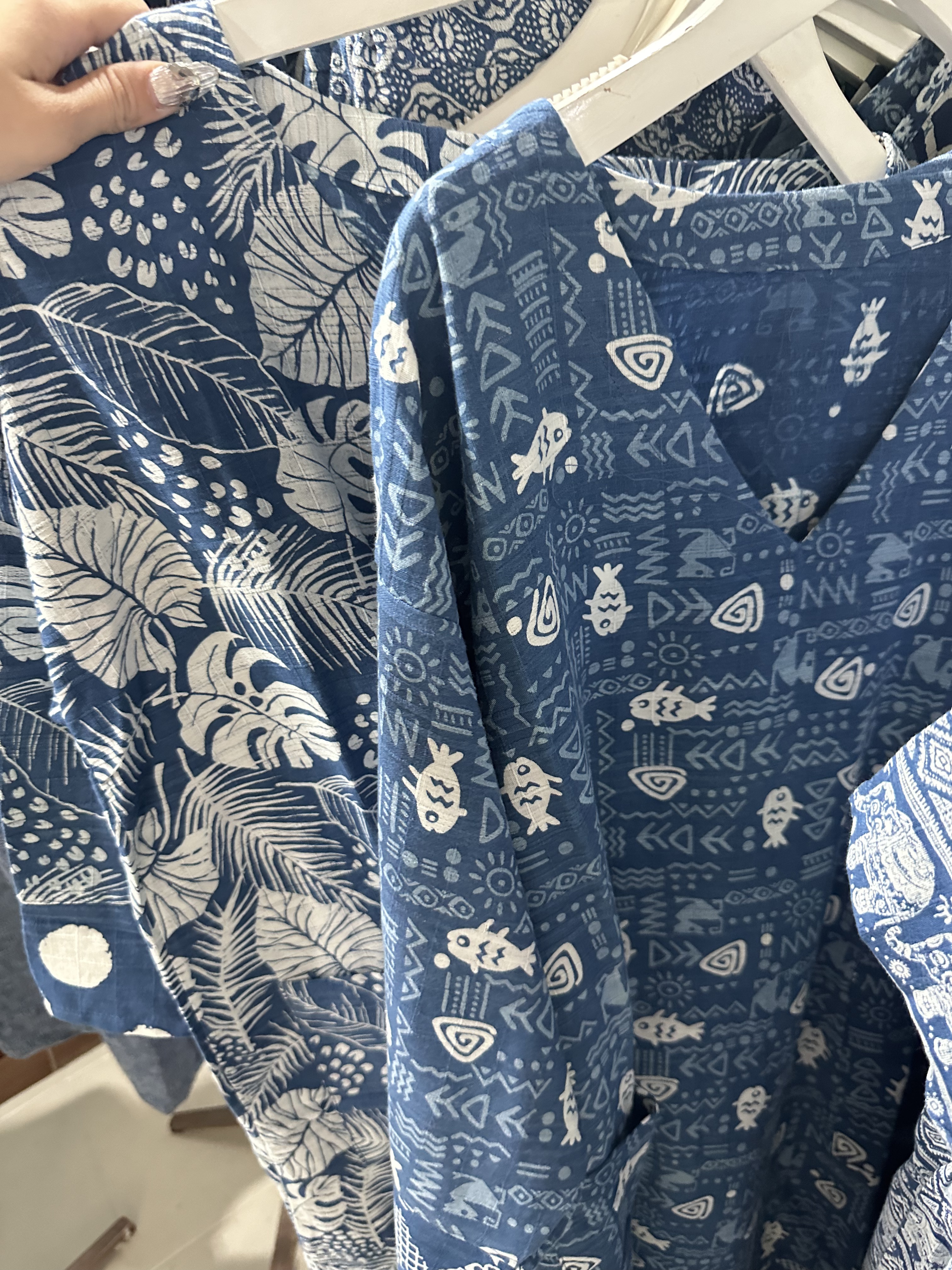 Indigo V Neck Oversized Long Sleeve Dress