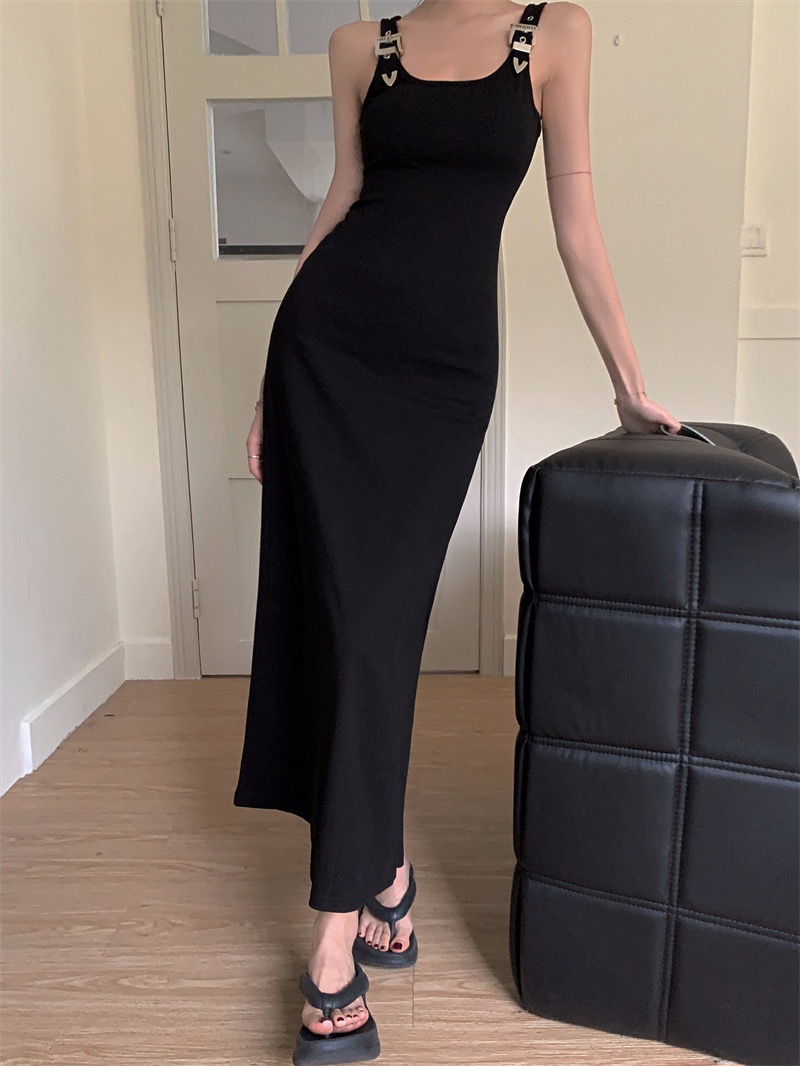 Sleeveless Belt Casual Long Dress