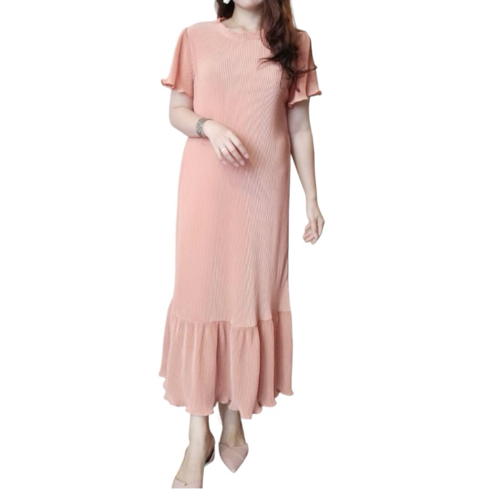 HN Pleated Long Dress Oversized