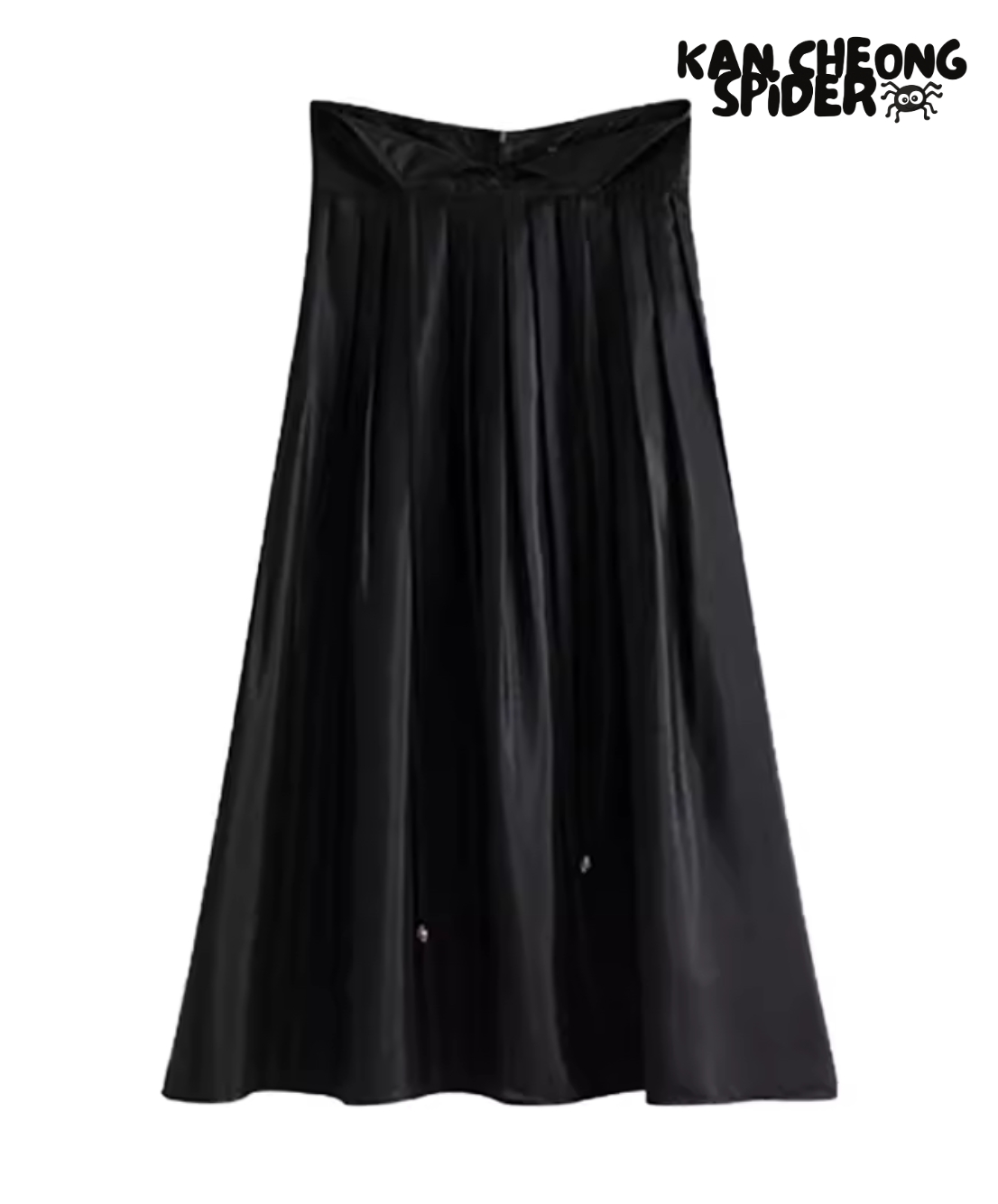 Korean Frill Sleeve Button Pearl Button Top & Skirt Set