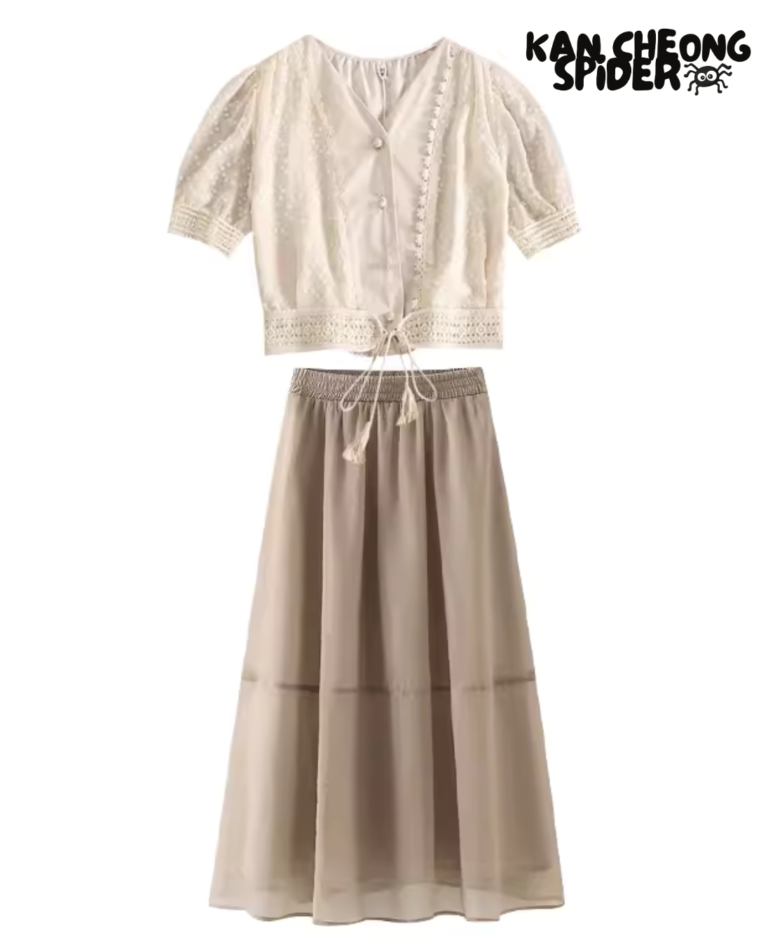 Korean Vintage Top & Skirt Set