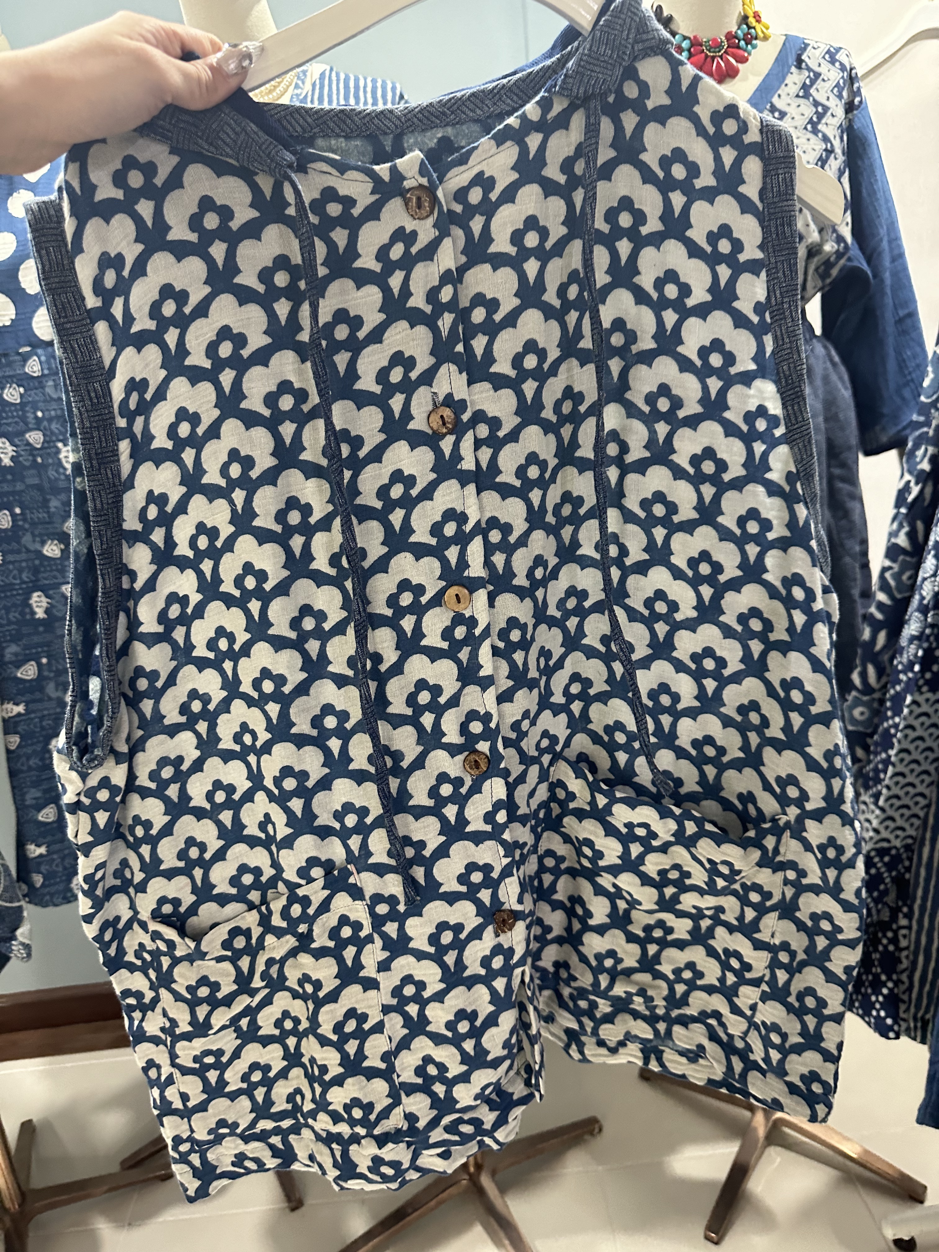 Indigo Sleeveless Hoodie