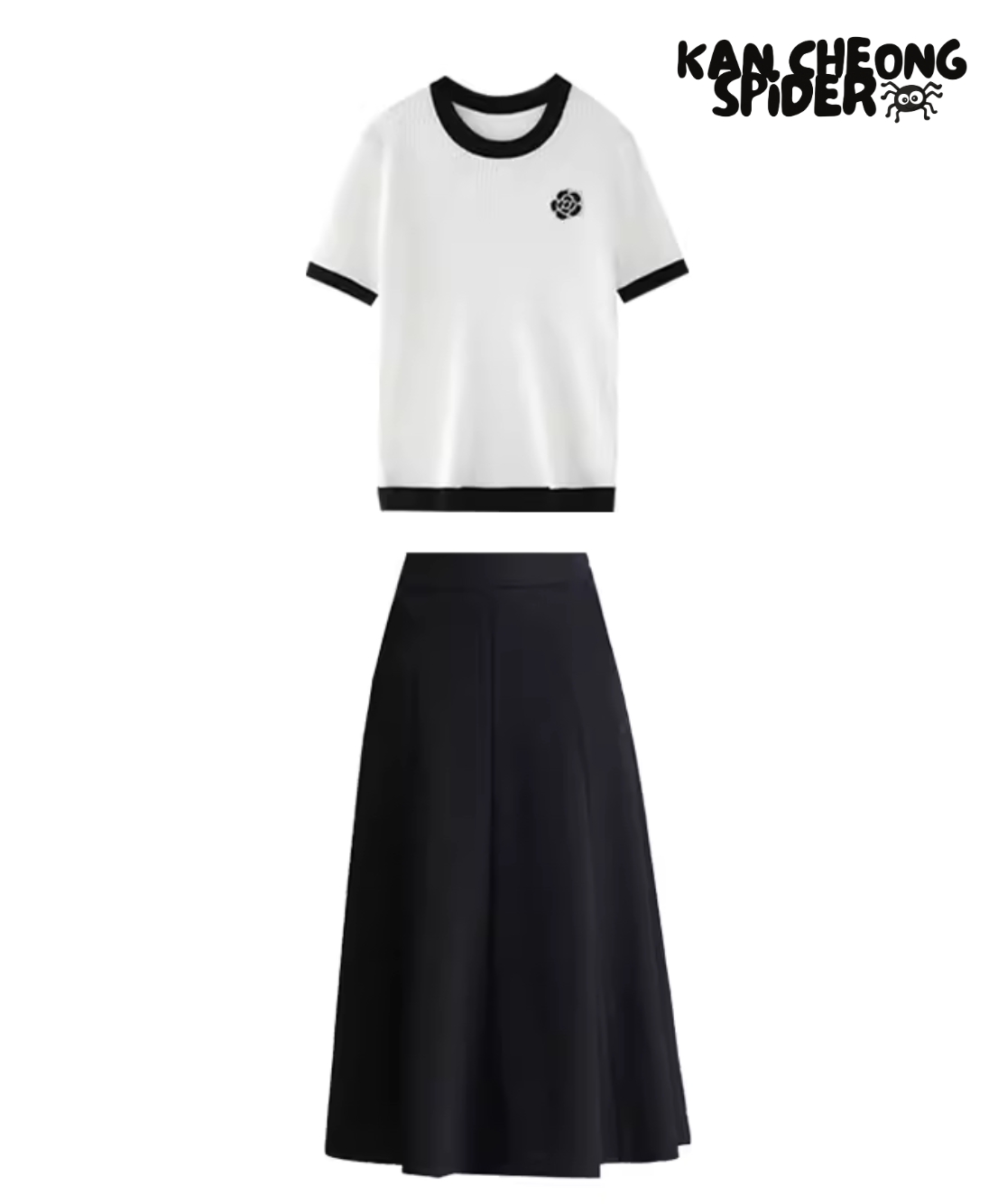 Korean Knitted Camilla Flower Top & Skirt Set 