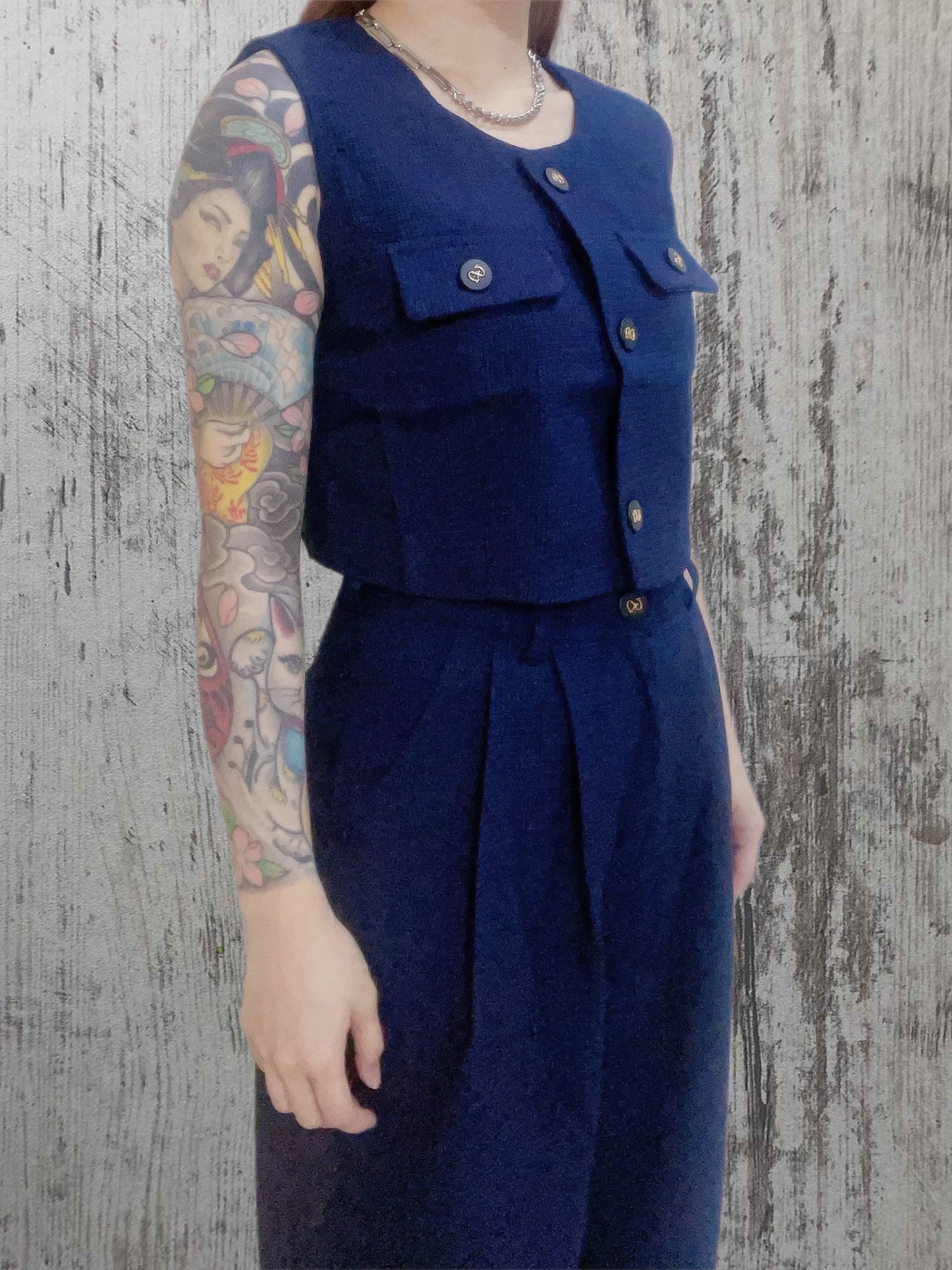 2 Piece French Vest + Wide Leg Trouser