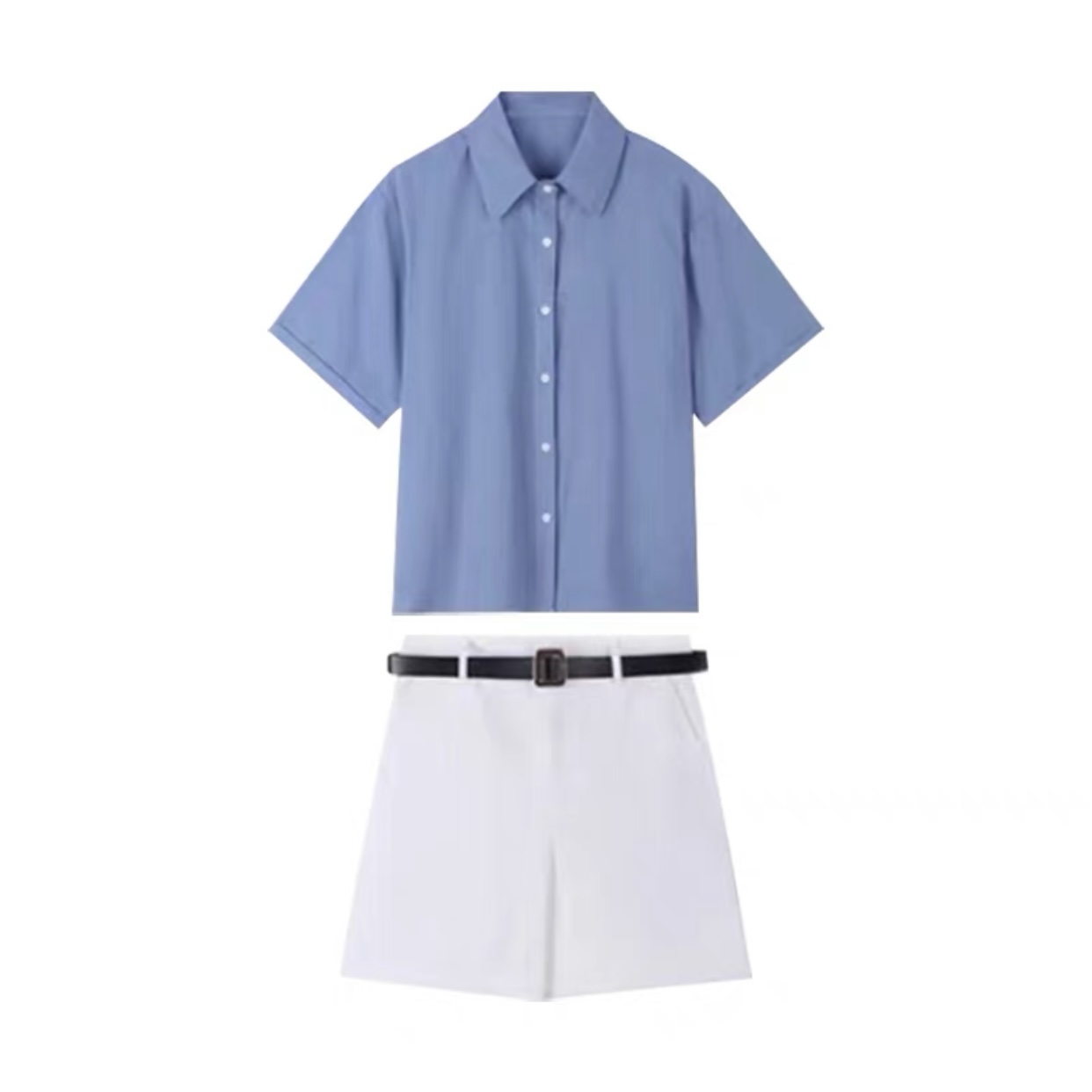 Korean Smart Casual Button Up Tee & Shorts Set