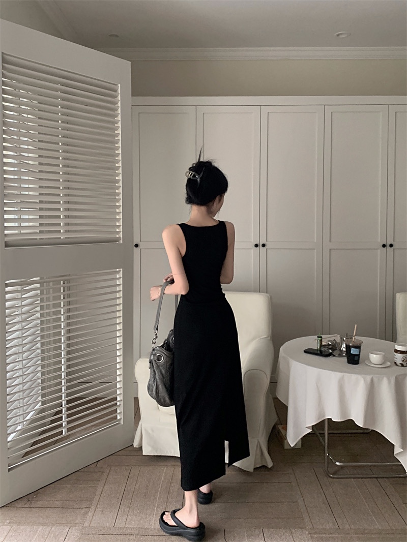 Sleeveless Belt Casual Long Dress