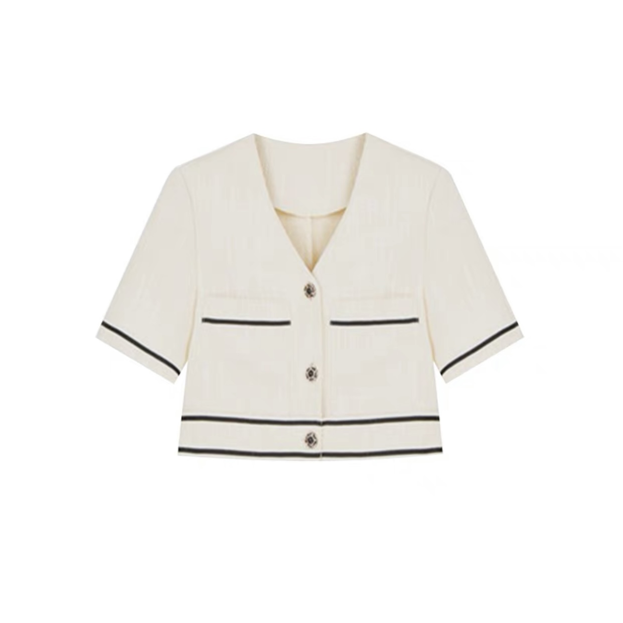 Korean Tweed Gold Hardware Button Up Top & Office Pants Set