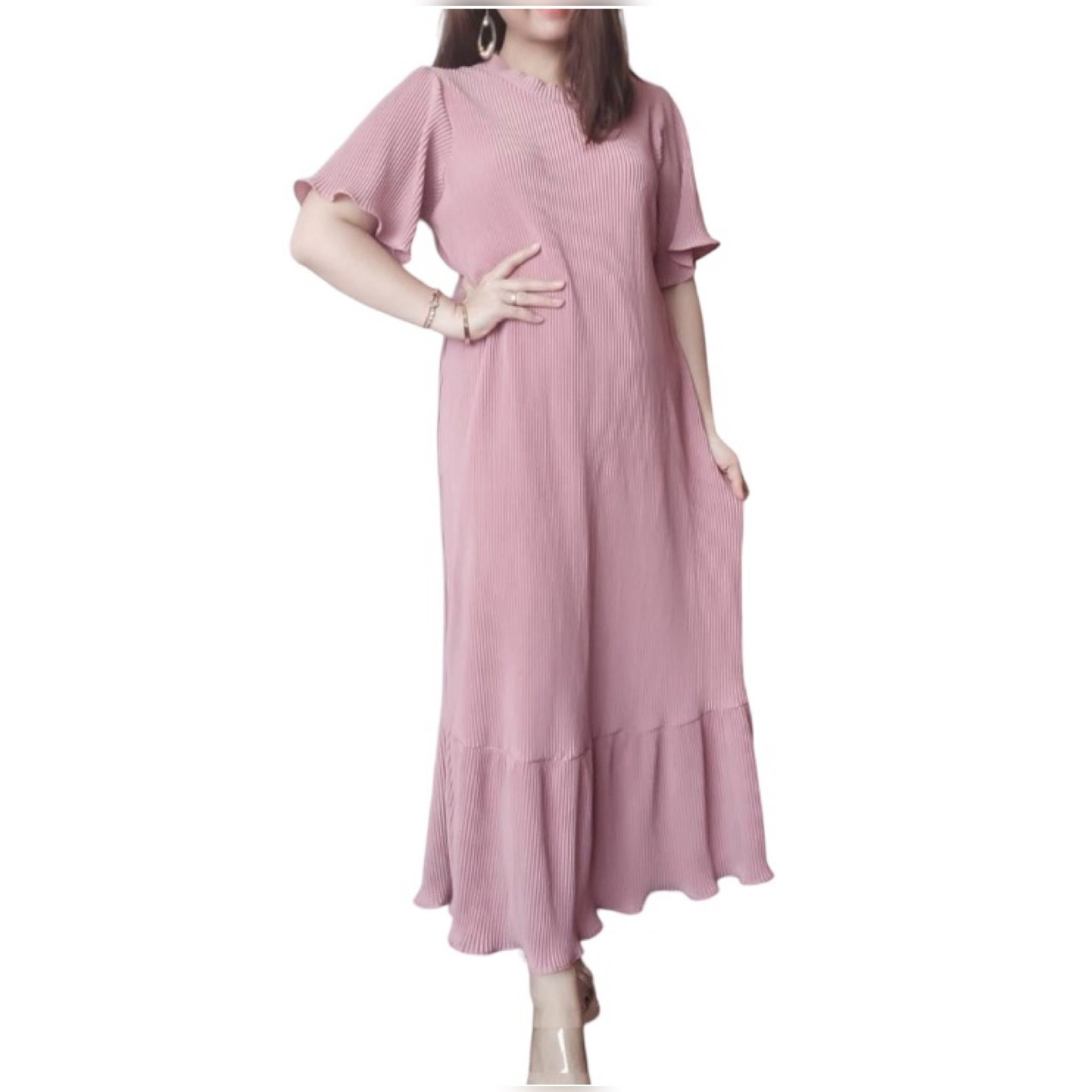 HN Pleated Long Dress Oversized
