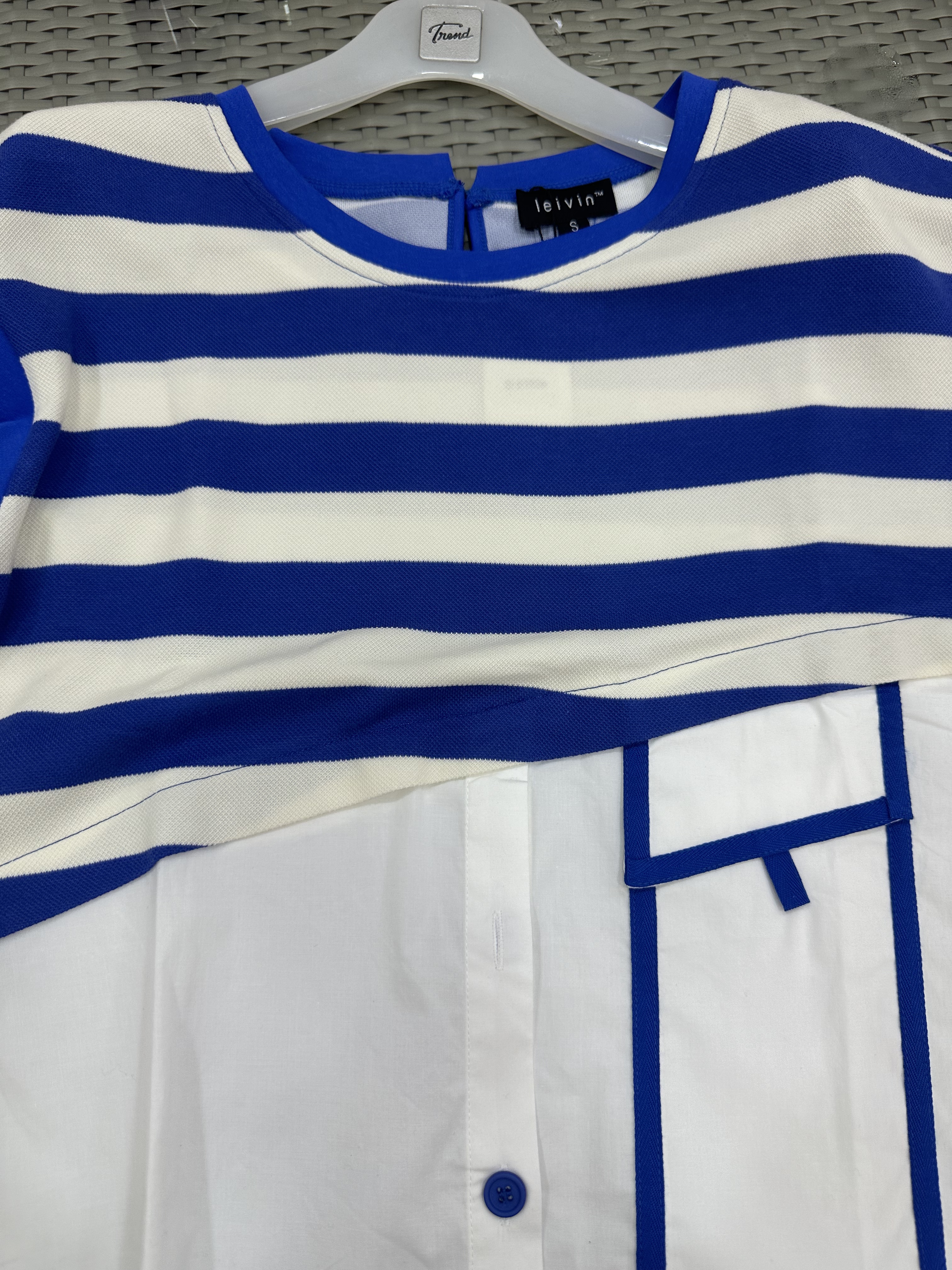 TB 81826 Stripe Pocket Button Top