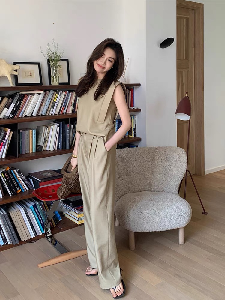 Silky Smart Casual Sleeves Top & Long Pants Set (2 Colours)