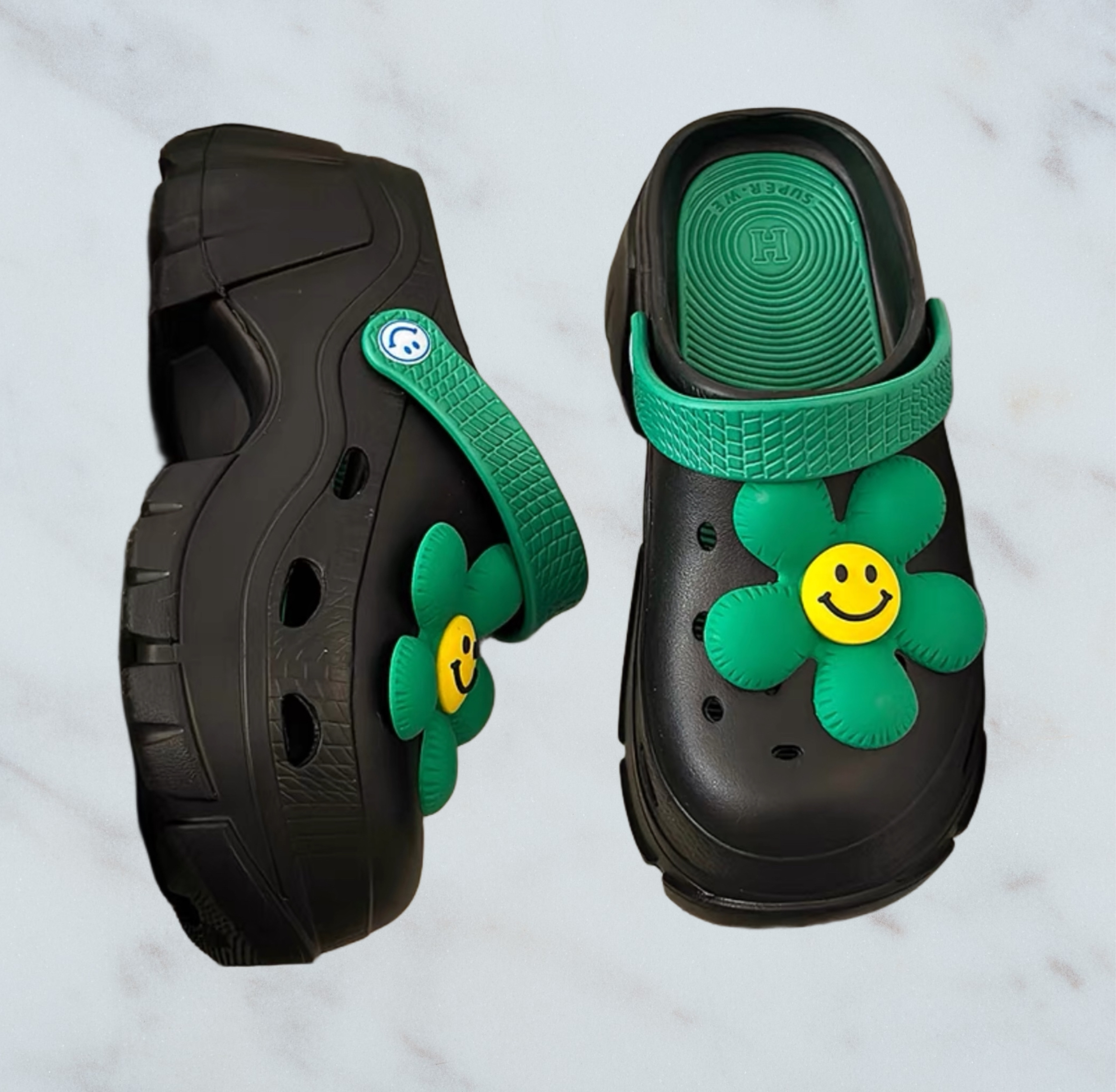 Bei Pick Double Color Sandals (7cm platform)