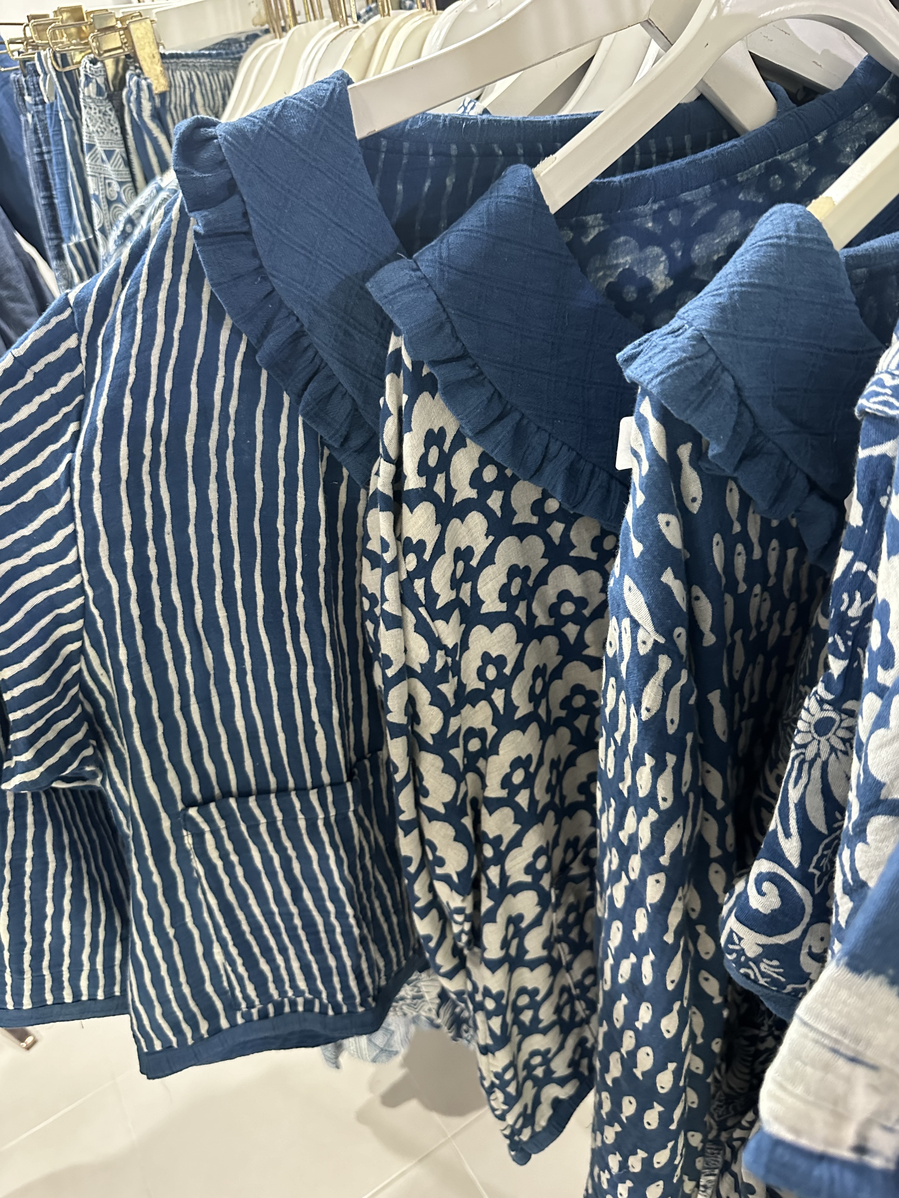 Indigo Long Sleeve Frill Collar Top