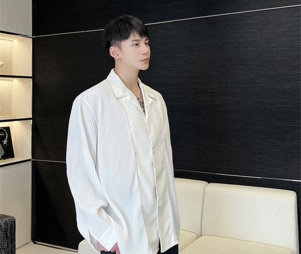 *MENS* Long Sleeved Oversized Pleated Top (2 Colours)