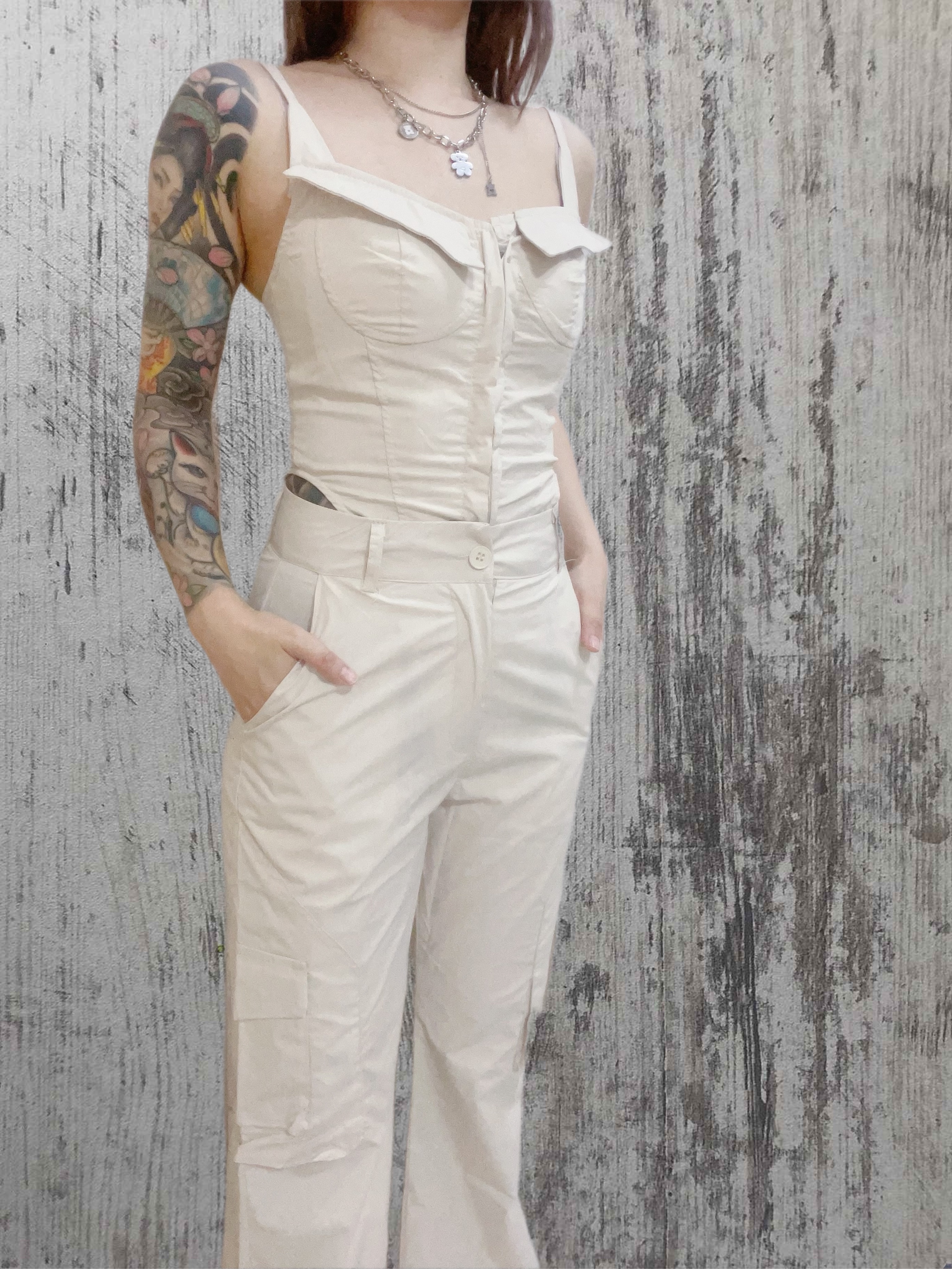 Camisole jumpsuit + overalls trousers