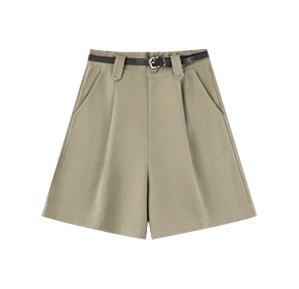 White Basic Tank Top + Khaki Shorts Set