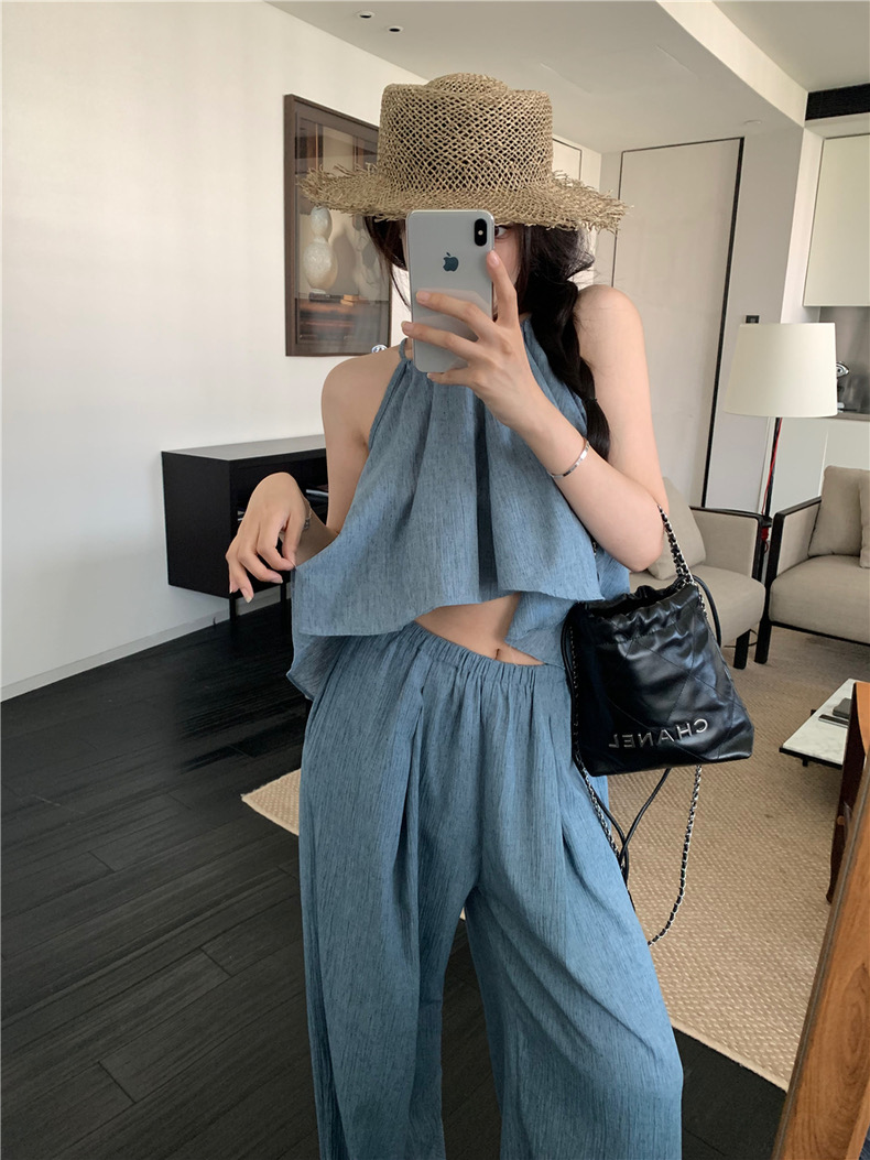 2 Piece Blue Halter & Pants