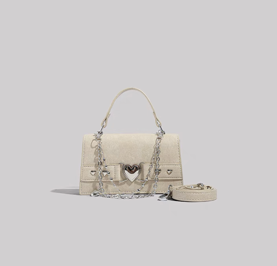 Denim Blue Heart With Chains Handbag