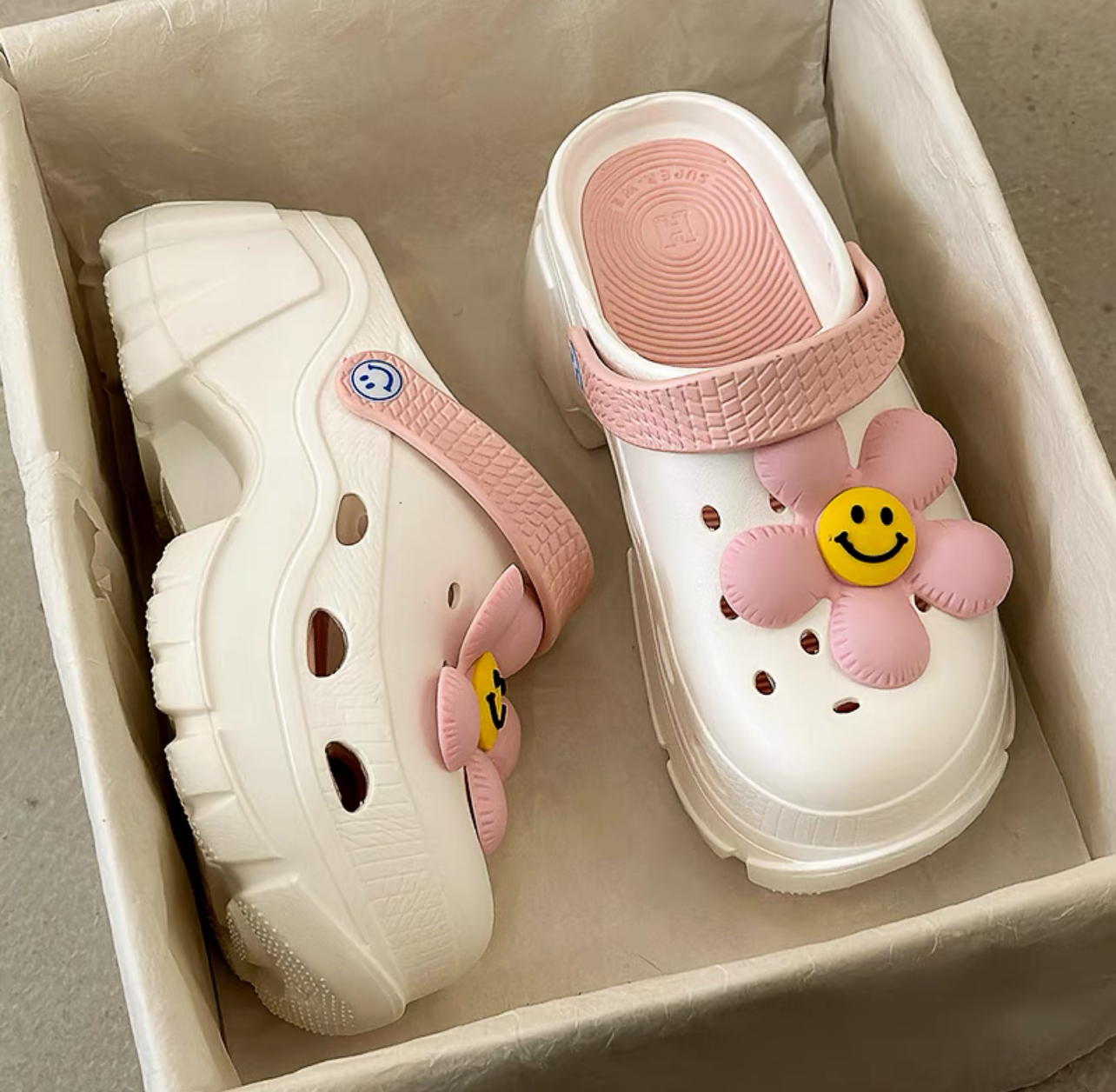 Bei Pick Double Color Sandals (7cm platform)