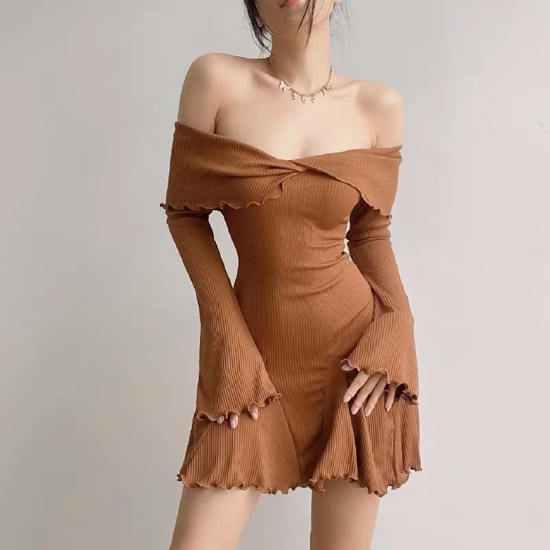 Off Shoulder Dress (Brown or Black)